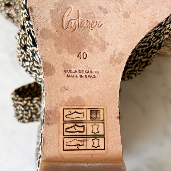 Castaner Woven Raffia & Leather Sandal 4-3/8" Wedge Heel Slingback-Women's 40/9 - Picture 8 of 9